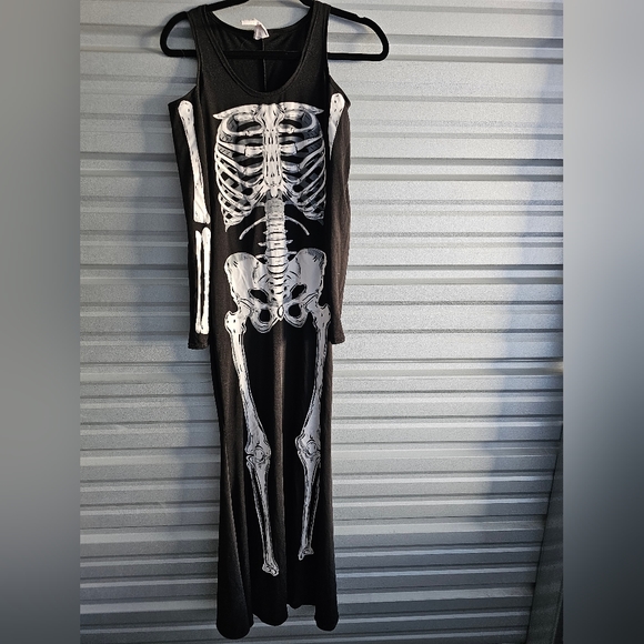 Women's Bone Appétit Skeleton Long Dress Costume - Picture 3 of 10